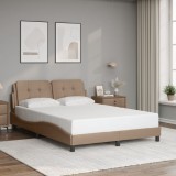 VidaXL Cadru de pat cu tăblie, cappuccino, 120x200 cm, piele ecologică