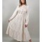 ROCHIE BOHO CHIC LUNGA TIP CAMASA CU BRODERIE MONTI Bej Deschis S-M