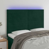 vidaXL Tăblie de pat cu LED, verde &icirc;nchis, 144x5x118/128 cm, catifea 3122615