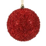 Glob decorativ roșu glitter pentru bradul de Craciun, CMCLASS