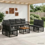 Cumpara ieftin Set de canapele de exterior 9 buc. Negru si Gri inchis