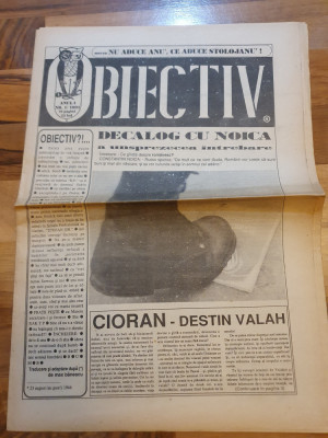 ziarul obiectiv 1991-anul 1,nr,1-microcomputer,emil cioran,constantin noica foto