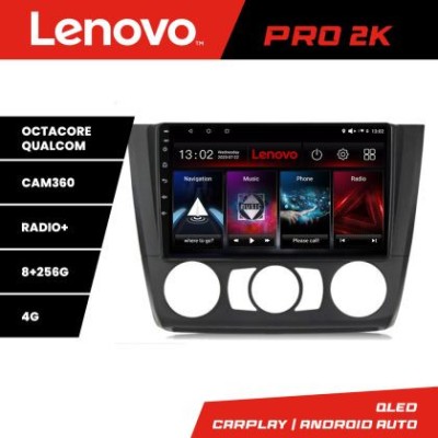 Navigatie BMW Seria 1 E87 2007-2011 clima manuala Lenovo Kit-bmw117-manual 8 core QLED 2K 8+256 360 Android Waze USB Navigatie Internet Youtub CarStor foto