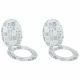 Cumpara ieftin Capacul de toaleta 2 pcs Portelan Alb si Albastru 44 x 38 cm