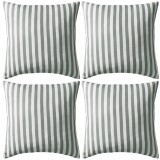 Set 4 Perne Decorative Exterior Gri cu Dungi 45x45 cm vidaXL, Impermeabile, Protectie UV, Poliester