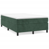 VidaXL Pat box spring cu saltea, verde &icirc;nchis, 120x190 cm, catifea