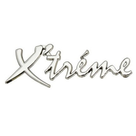 Emblema auto metalica, autoadeziva, model &quot;X&rsquo;TREME&quot;, finisaj Crom, dimensiune,