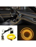 Fir neon auto electroluminiscent El Wire 5m cu lumina Galbena cu droser si mufa bricheta