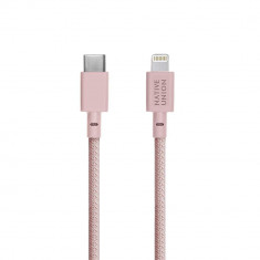 Cablu pentru incarcare si transfer de date Native Union Belt USB Type-C / Lightning 1.2m Rose foto