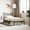 Gossi cadru pat metalic cu tablie, negru, 90x200 cm
