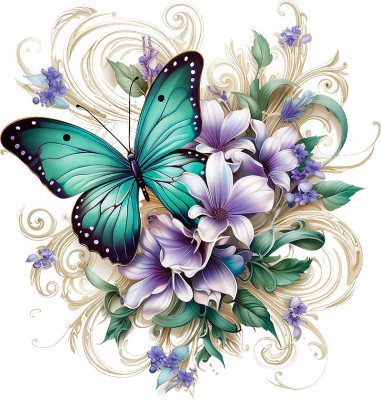 Sticker decorativ Fluture, Verde, 63 cm, 1316STK-4 foto