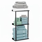 Raft metalic pentru prosoape, structura cu finisaj mat, accesorii montaj incluse, 25x16x76 cm, negru Household NewTrend