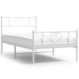 Cumpara ieftin Cadru de pat metalic cu tablie de cap/picioare, alb, 90x190 cm