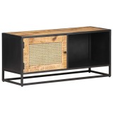 Cumpara ieftin Comoda TV, 90x30x40 cm, lemn mango &amp; trestie de zahar naturala