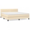 Pat box spring cu saltea, crem, 160x200 cm, material textil