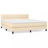 Cumpara ieftin Pat box spring cu saltea, crem, 160x200 cm, material textil
