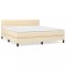 Pat box spring cu saltea, crem, 160x200 cm, material textil