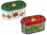 Set 2 cutii Craciun metal multicolor cm 22,5 x 12,5 x 11 H