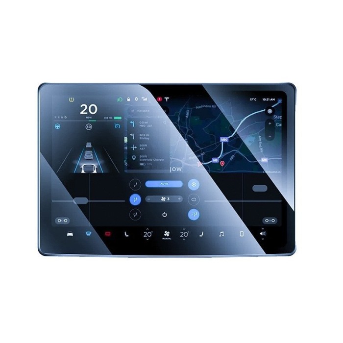 Folie de sticla securizata, flippy, compatibila cu tesla model 3 / tesla model y, ecran frontal, anti blue-ray, 4k ultra hd, anti-amprenta, 2.5d, tran