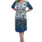 Rochie casual masura mare, model animal-print nuanta albastra