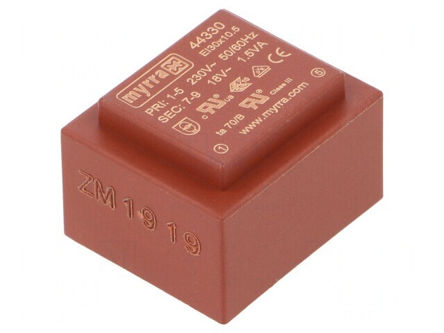 Transformator &Icirc;ncapsulat 1,5VA 230V 18V PCB