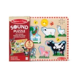 Puzzle din lemn cu sunete, Melissa &amp; Doug, Animale de la ferma, 8 piese