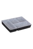 Cumpara ieftin Organizator pentru sertare, 4 compartimente, material plastic și fetru, dimensiuni 30x22x4,5 cm, gri
