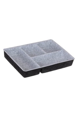 Organizator pentru sertare, 4 compartimente, material plastic și fetru, dimensiuni 30x22x4,5 cm, gri foto