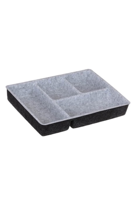 Organizator pentru sertare, 4 compartimente, material plastic și fetru, dimensiuni 30x22x4,5 cm, gri