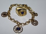 Set nou placat cu aur 18 K , piatra lapislazuli