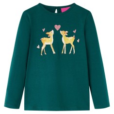 Tricou de copii cu m&acirc;neci lungi verde &icirc;nchis 140