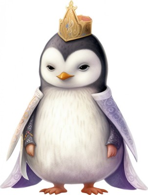 Sticker decorativ, Pinguin Rege, Alb, 79 cm, 1277STK-8 foto