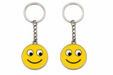 Set 2 brelocuri pentru chei cu emoticon zambitor, model Smiley Face