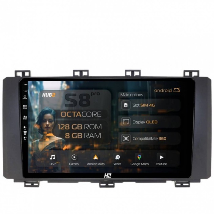 Navigatie Seat Ateca (2016-Prezent) 8GB RAM Android 13 Octacore Slot Sim 4G DSP GPS Wi-FI Carplay Android Auto USB Bluetooth Waze Touchscreen 9 Inch