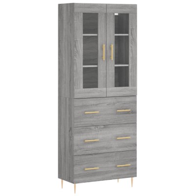 Dulap inalt, gri sonoma, 69,5x34x180 cm, lemn compozit foto