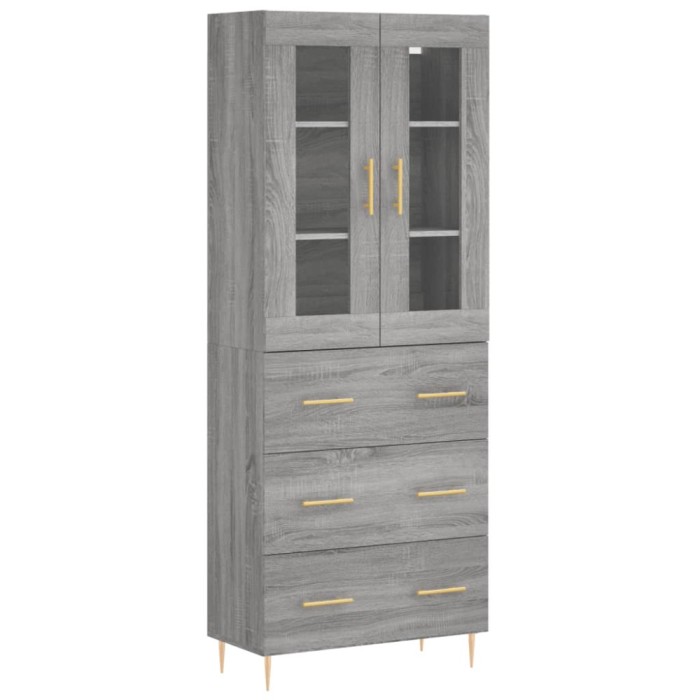 Dulap inalt, gri sonoma, 69,5x34x180 cm, lemn compozit