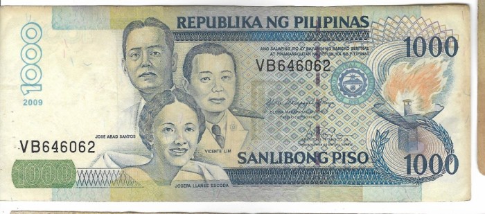 Bancnota 1000 piso 2009 - Filipine, cotatii bune!
