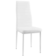 Scaun de Bucatarie sau Living, Piele Sintetica, Cadru Metalic, Culoare Alb
