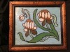 Arta / design / vintage - Tablou goblen / cusatura flori in rama de lemn !