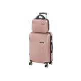 Set 2 Valize Rigide Leziter TraveLux Pro VII ABS Carcasa Durabila Roz-Auriu cu Roti Bagaj Mana Mediu