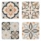Set Suporturi pentru Pahare, Model Tiles, Lemn și H&acirc;rtie, Dimensiune 10x10cm, Multicolor, 4 Bucăți