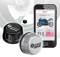 Sistem Performant FOBO TPMS Bike pentru Motociclete sau ATV de Monitorizare a Presiunii si Temperaturii din Roti pe Telefon prin Bluetooth - 6 Bari foto