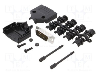MH CONNECTORS D-Sub 15 PIN Mufă Tată Drept Lipire pe Cablu Kit Complet foto