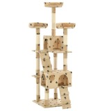 VidaXL Ansamblu pisici cu funie sisal, 170 cm, imprimeu lăbuțe, bej