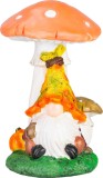 Decoratiune gnom sub ciuperca MagicHome Nature, polyresin, 16,5 cm