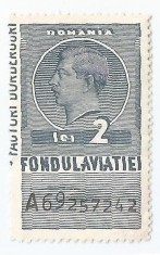 *Romania, lot 1120 cu 1 timbru fiscal de aviatie, 1936, NG