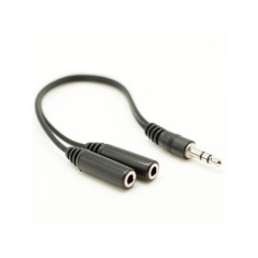 Cablu Audio Jack elSales ELS-CAB-300-2, Lungime 20 cm, Jack 3,5 mm Tata, 2 x Jack 3,5mm, Negru