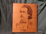 Pirogravura pentru perete perioada comunista realizata manual Mihai Eminescu !