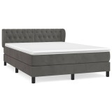 Cumpara ieftin Pat box spring cu saltea, gri inchis, 140x200 cm, catifea