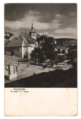 CPIB 21661 - CARTE POSTALA - SIGHISOARA. IN PIATA V.I. LENIN, RPR, 1959 foto